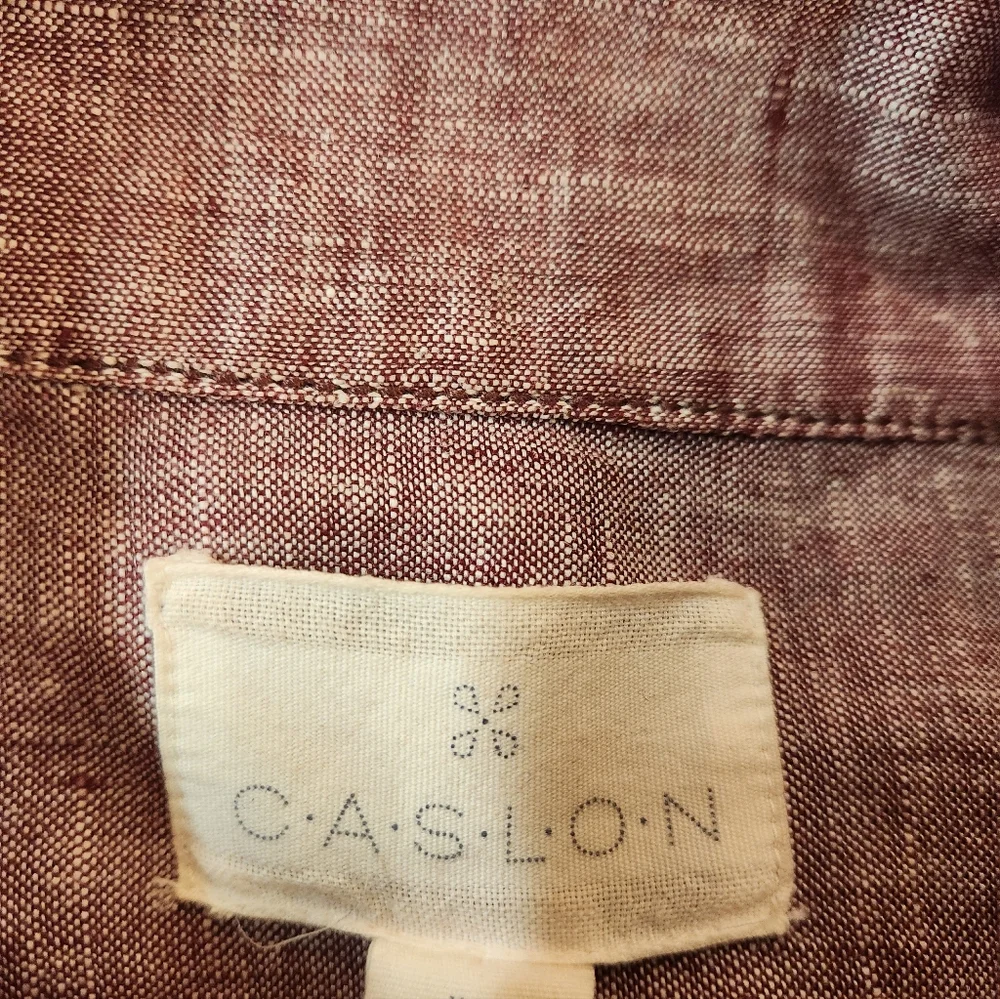 Women Heather Red 100% Linen Snap Buttons Utility Safari Jacket Size 2XL Summer - Picture 14 of 15